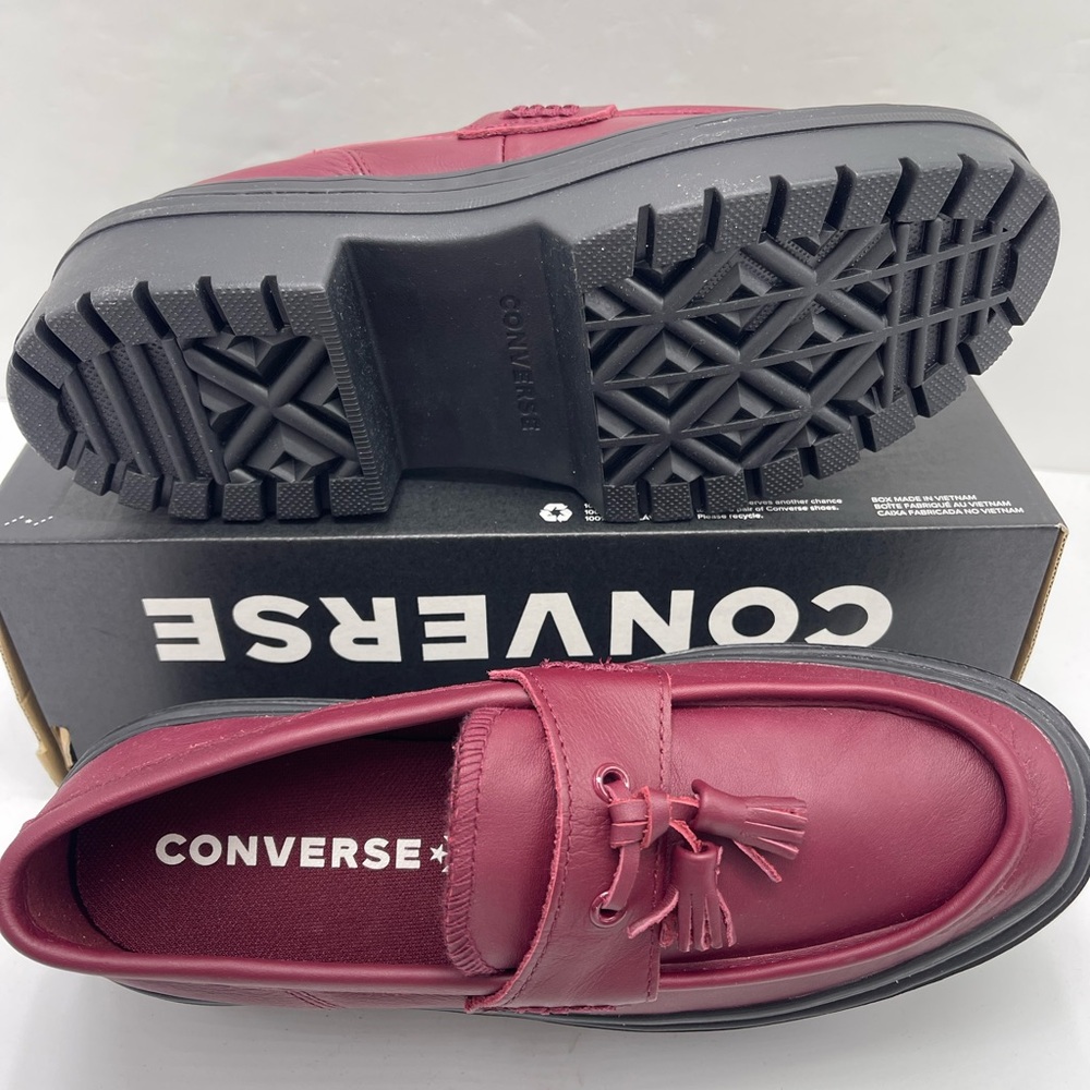 Converse Women's Burgundy Platform Loafers - Picture 3 of 16